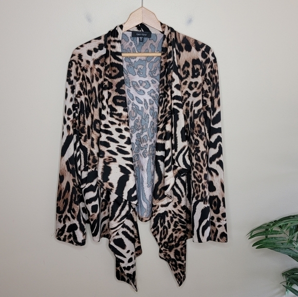 Karen Kane | Cheetah Print Open Front Draped Cardigan Size 3X - Picture 1 of 4